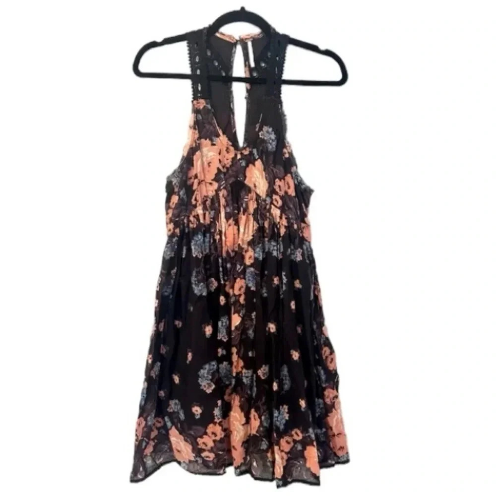 Free People Women's Black Floral Sleeveless Dress Size XS NWOT